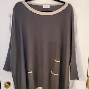 Mersea - Catalina Sweater. Versatile Color-Grey w/ Beige-White Trim